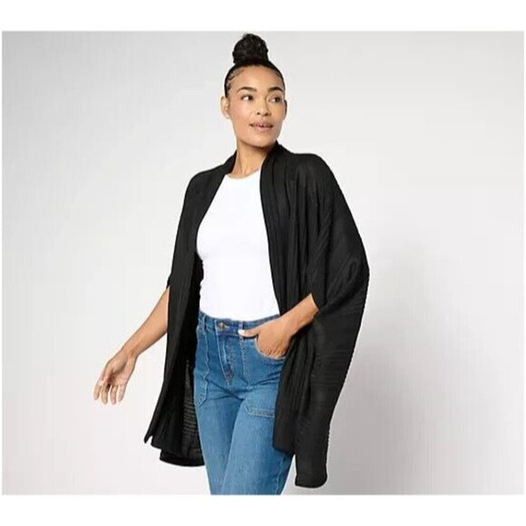 Cuddl Duds Varigated Rib Cocoon Wrap Black L/XL A656109 - Picture 1 of 1